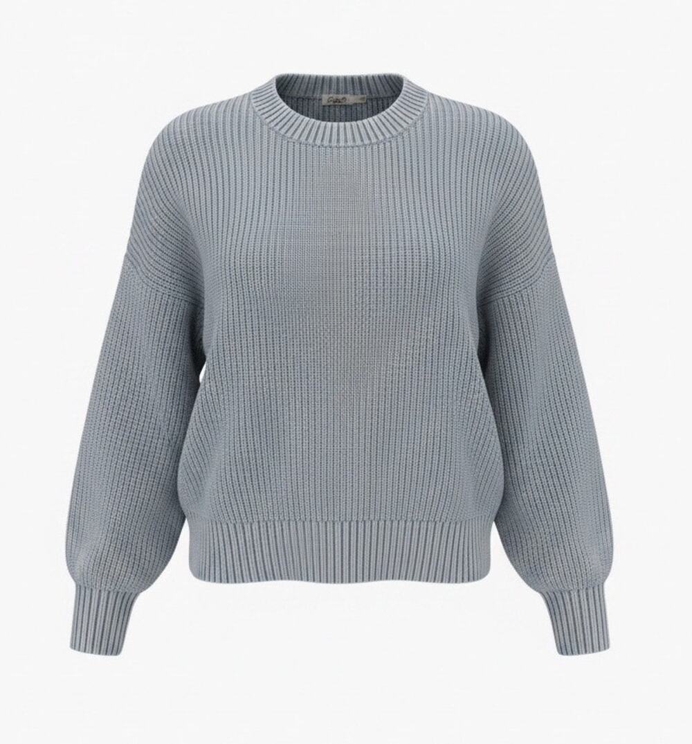 Faherty Sunwashed Fisherman Sweater Sunwashed Blue Light Gray Womens Large L